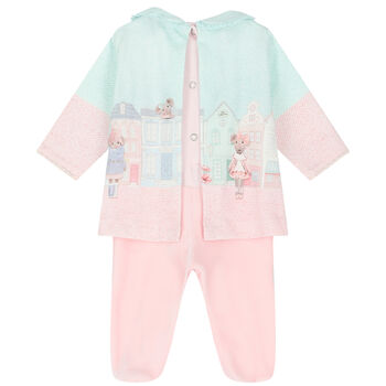 Baby Girls Pink & Blue Mouse Babygrow